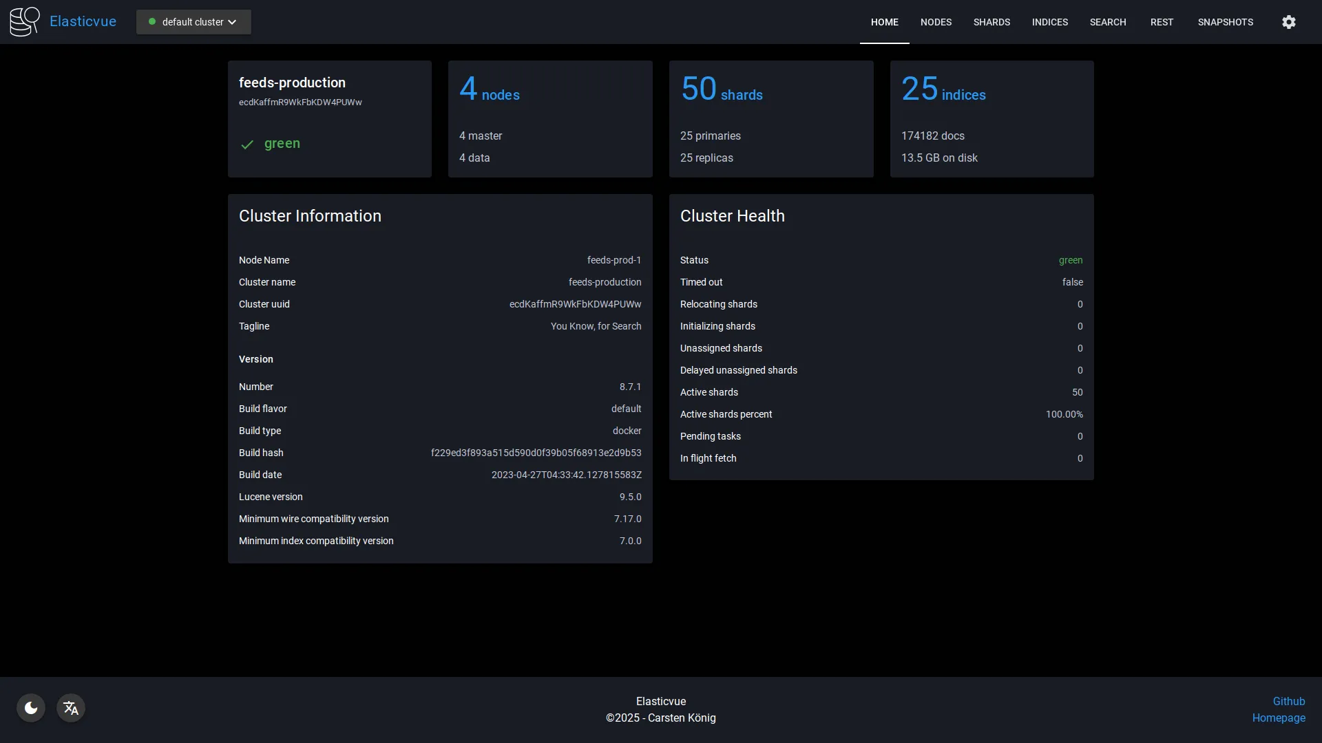 Home page dark mode screenshot