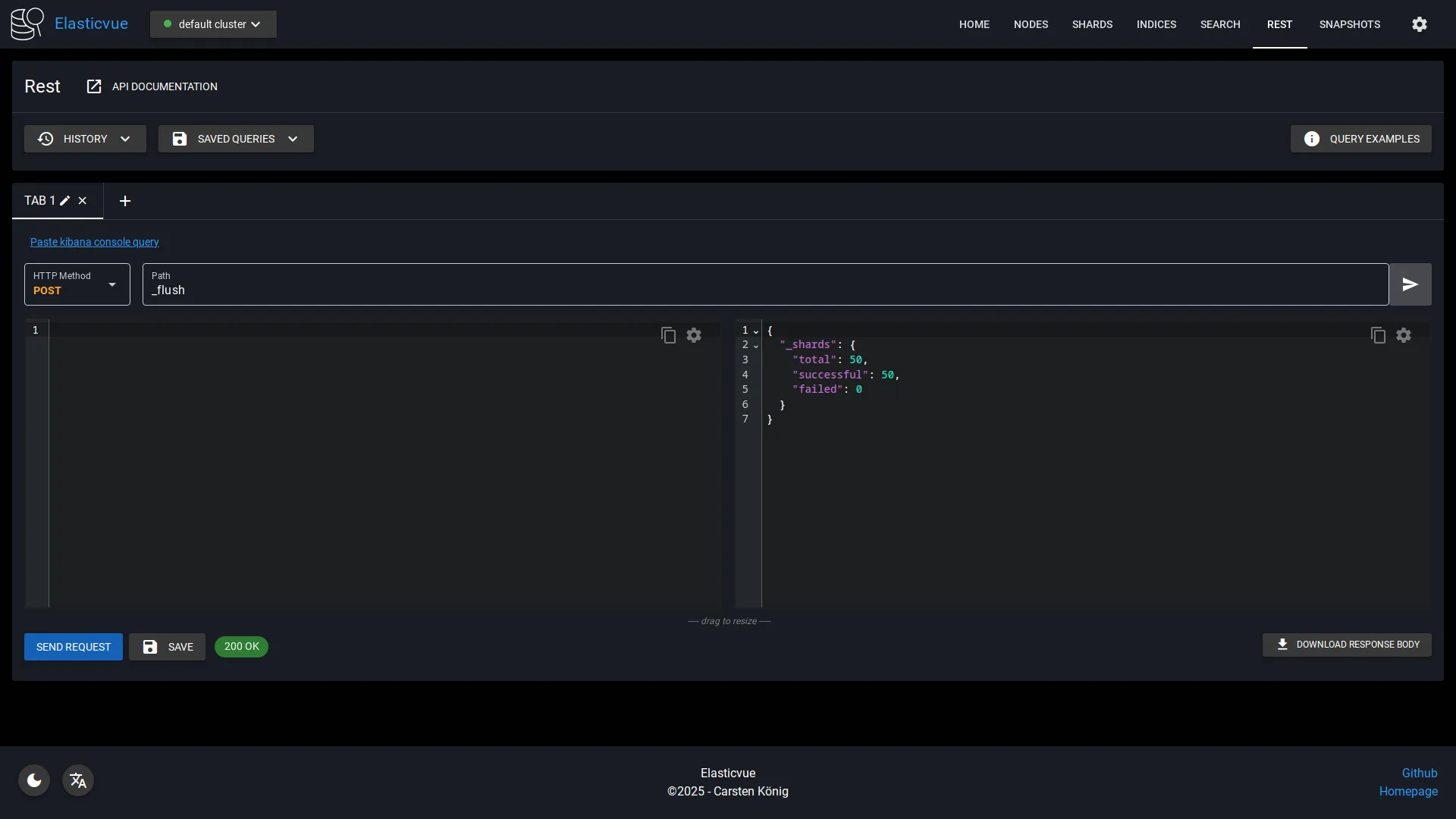 REST API page dark mode screenshot