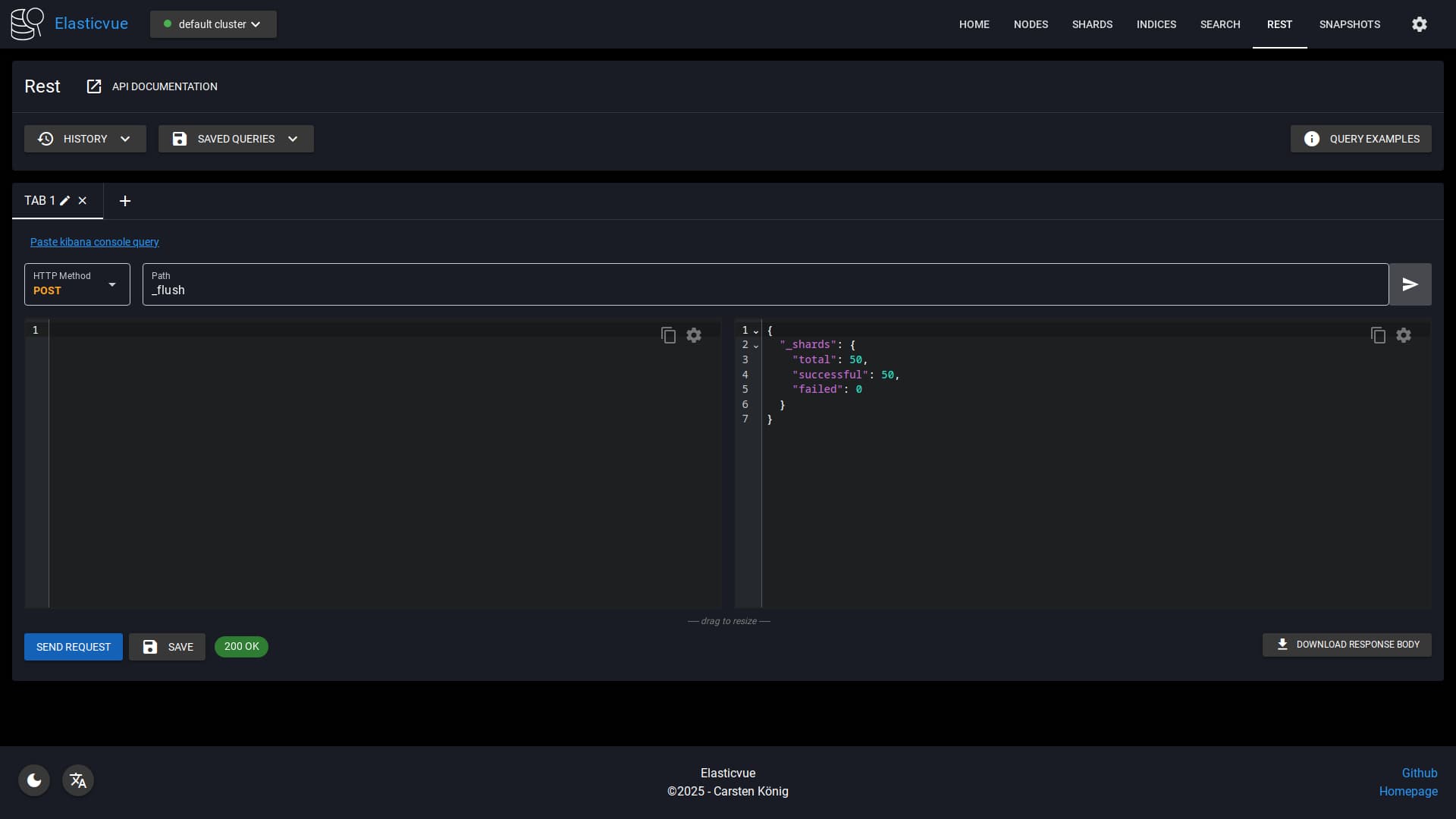 REST API page dark mode screenshot